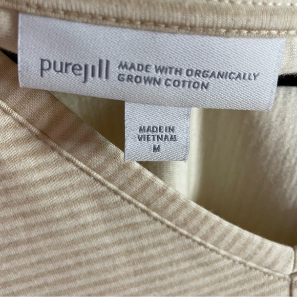 J Jill Organic Cotton Shirttail Tunic Striped V Neck 3/4 Sleeve - Picture 6 of 7